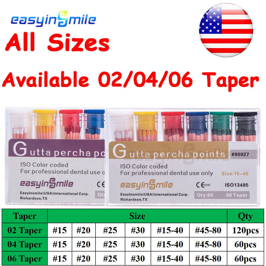 Dental Endodontic Gutta Percha Points Endo 02/04/06 Taper 60/120Pcs EASYINSMILE