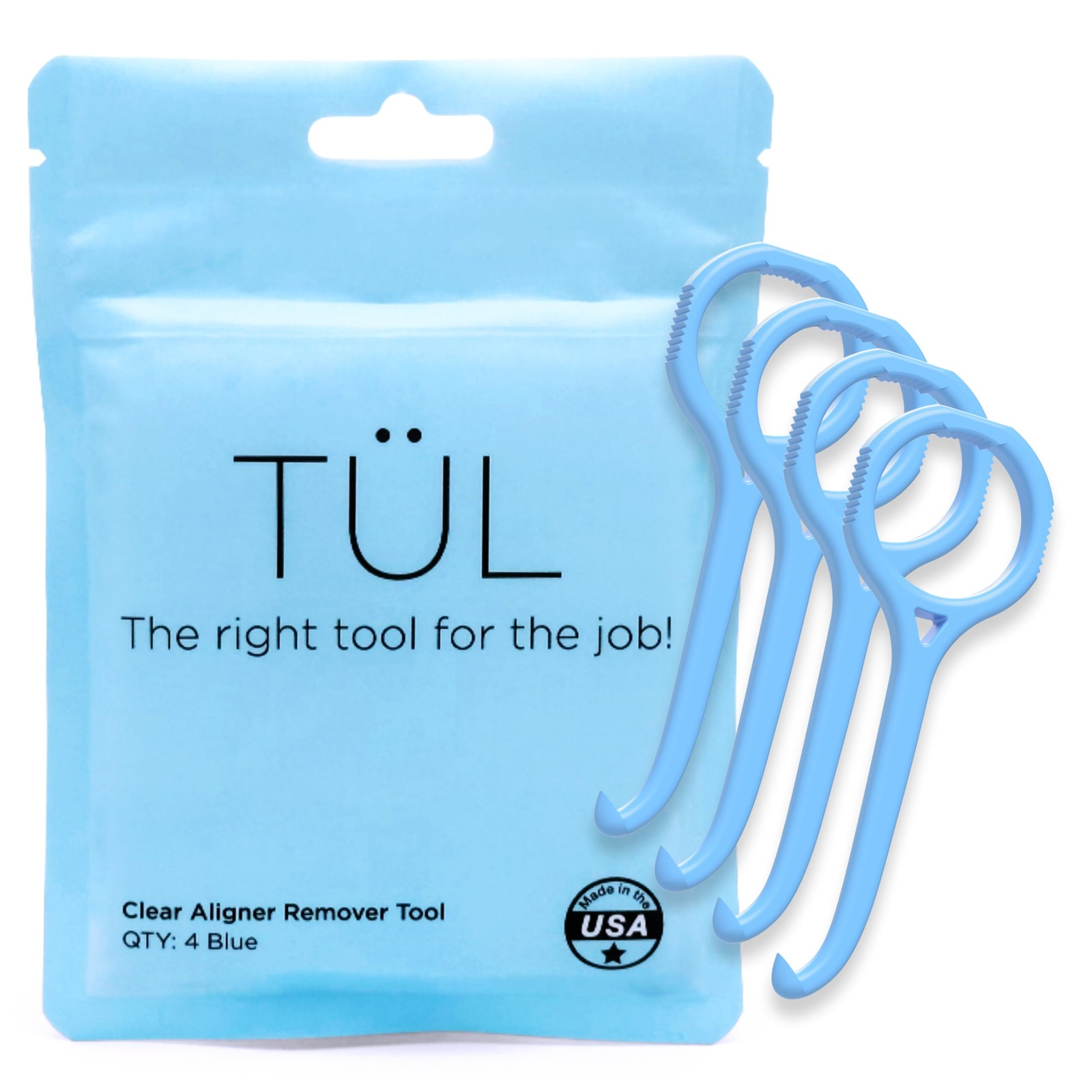TÜL | Only Invisalign Remover Tool Made in the USA | Lifetime Blue 4 Pack