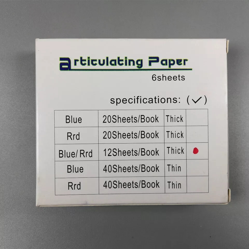 72 Sheets/Box Dental Articulating Paper Horseshoe Form Thick Type 100um Red Blue
