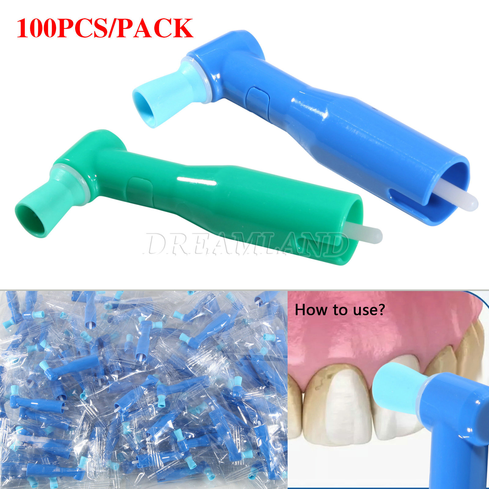 Dental Disposable Prophy Angles 105° Regular Cups Latex Free Green/Blue