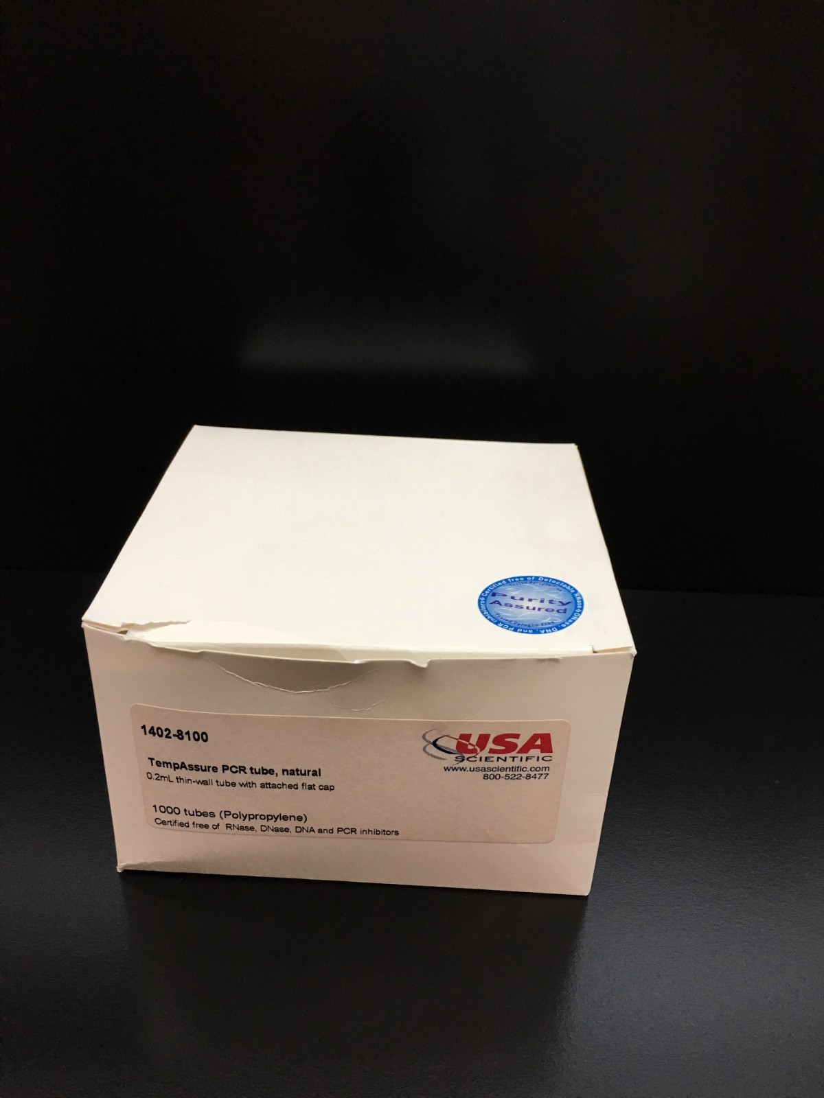 USA Scientific REF 1402-8100 TempAssure PCR Tube 0.2mL Attached Flat Cap