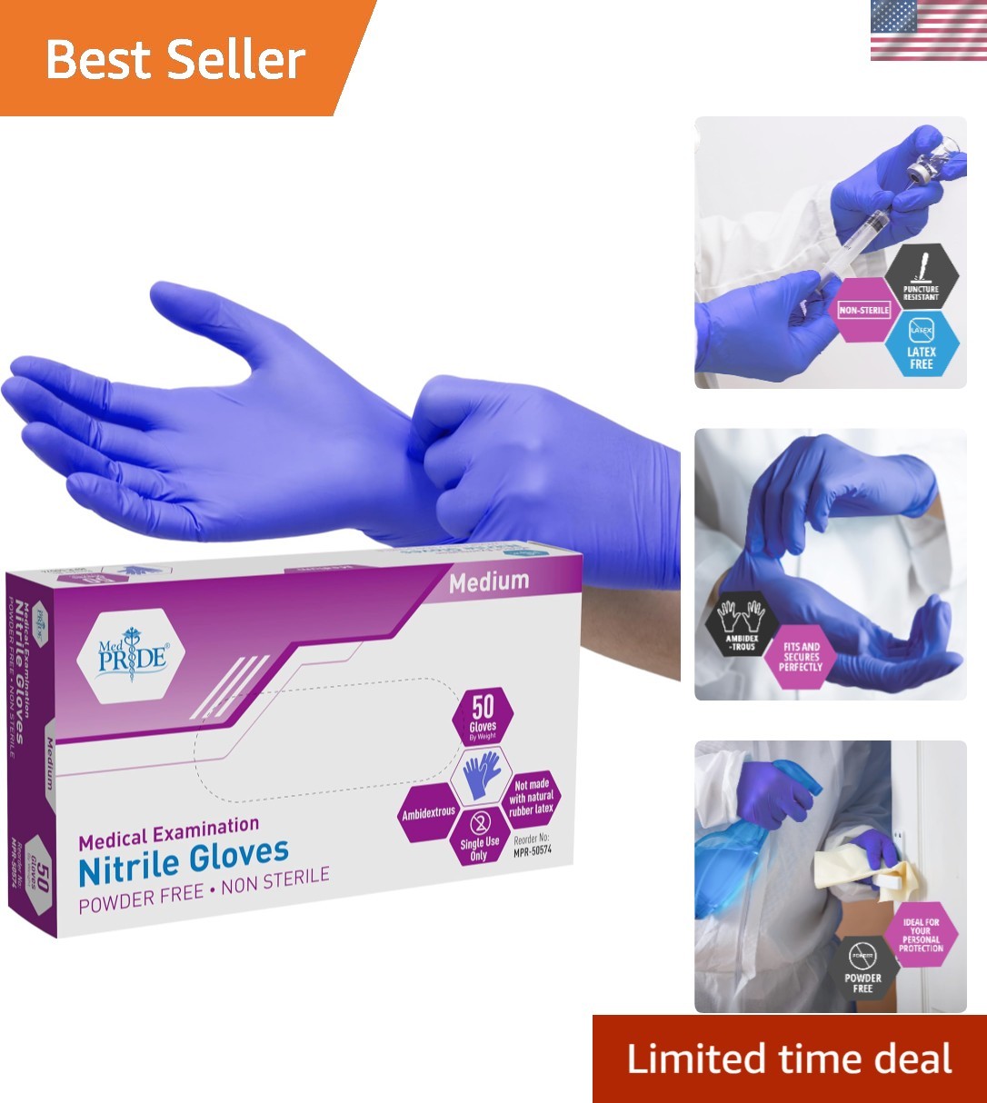 Comfortable Disposable Nitrile Gloves for Medical Use, Pack of 50 – Powder-Free