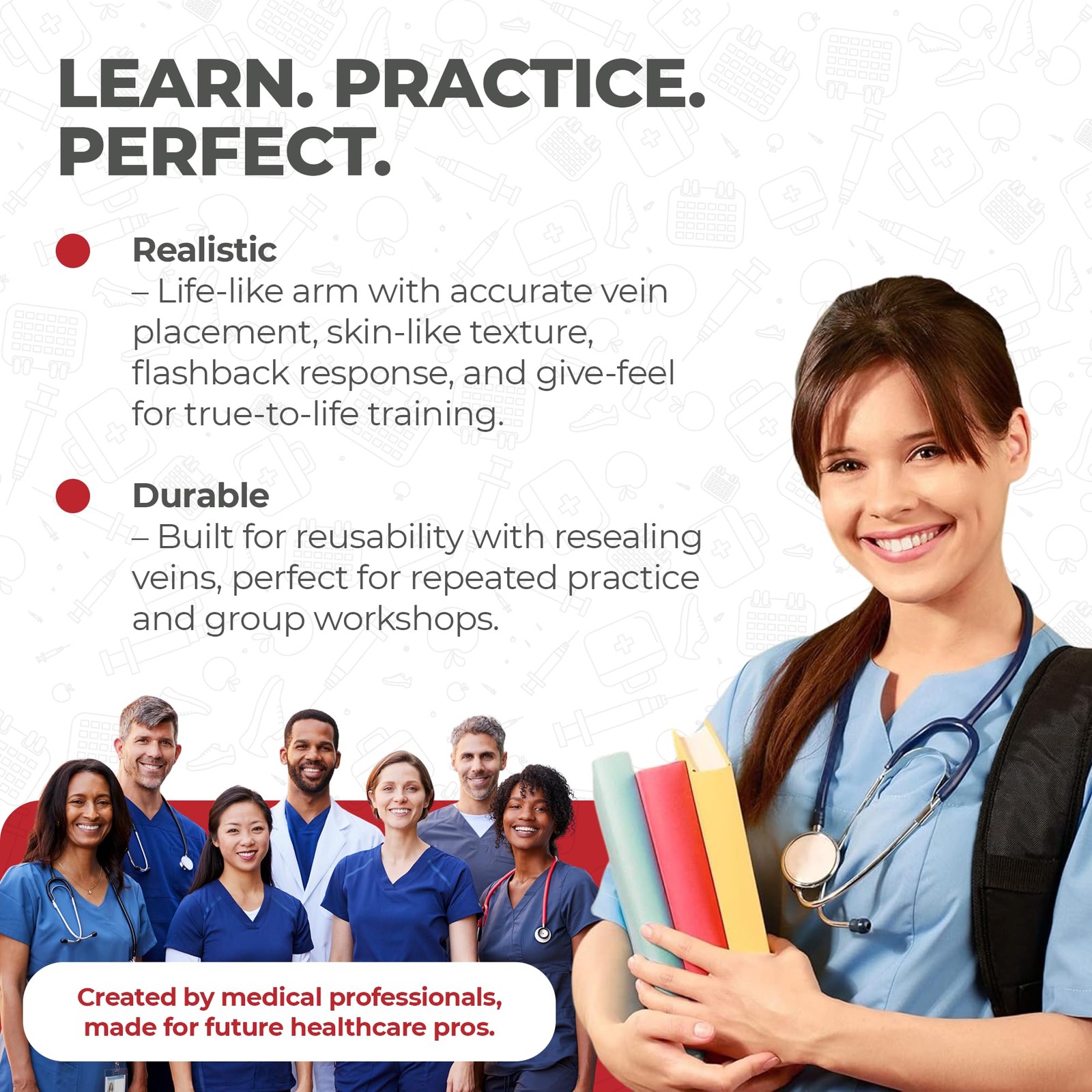 Phlebotomy Practice Arm Kit with Online Learning – Skill-Building Model Arm f…