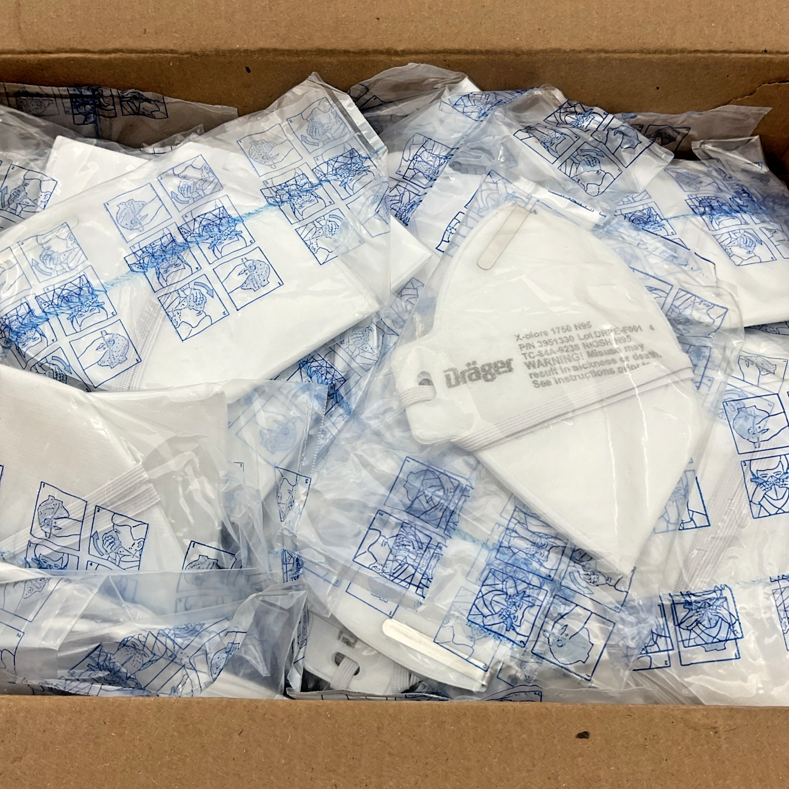 Dräger X-plore 1750 N95 Disposable Respirator Masks Pack of 150 Free Shipping