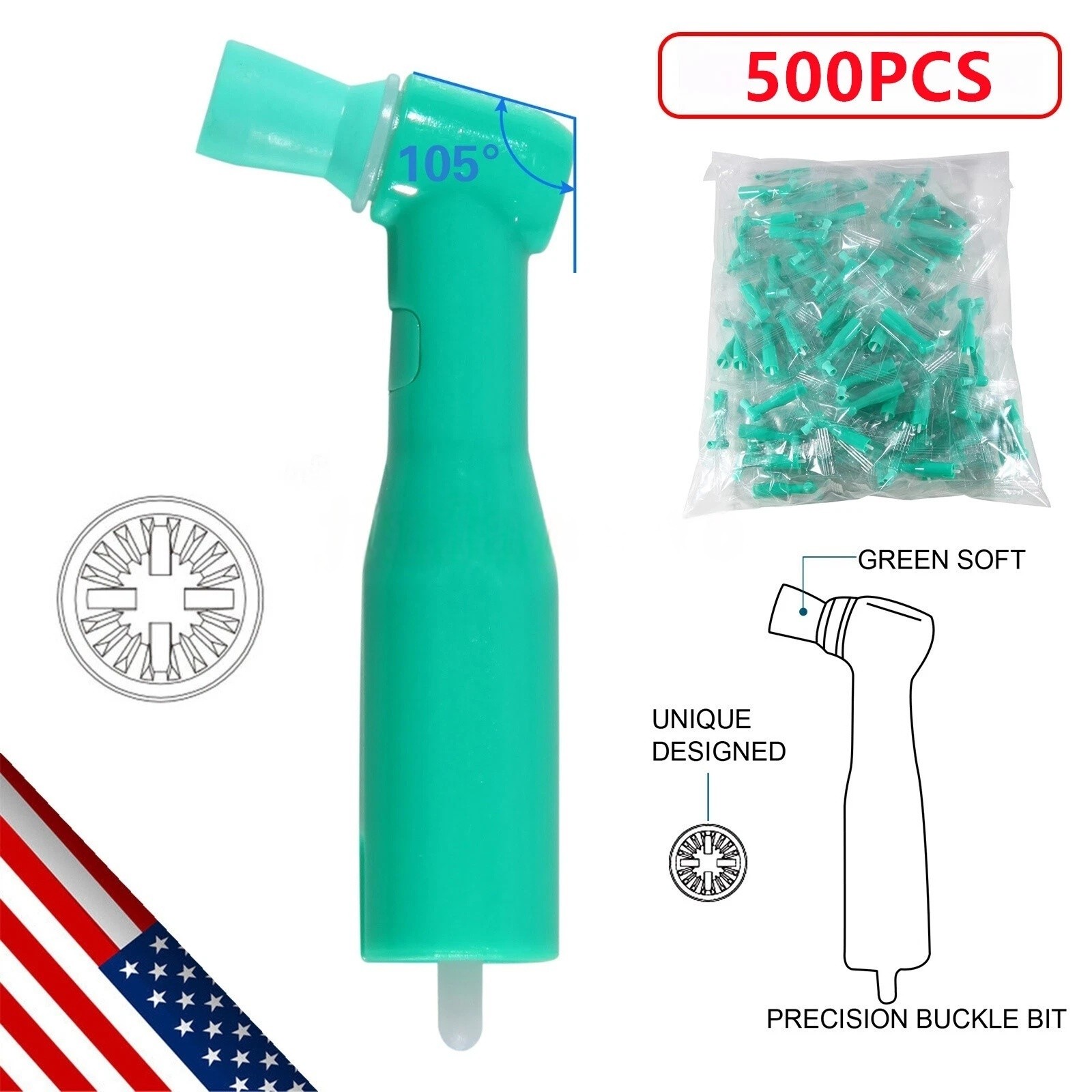 Dental Disposable Prophy Angles Soft 105° -Latex Free 500 pcs
