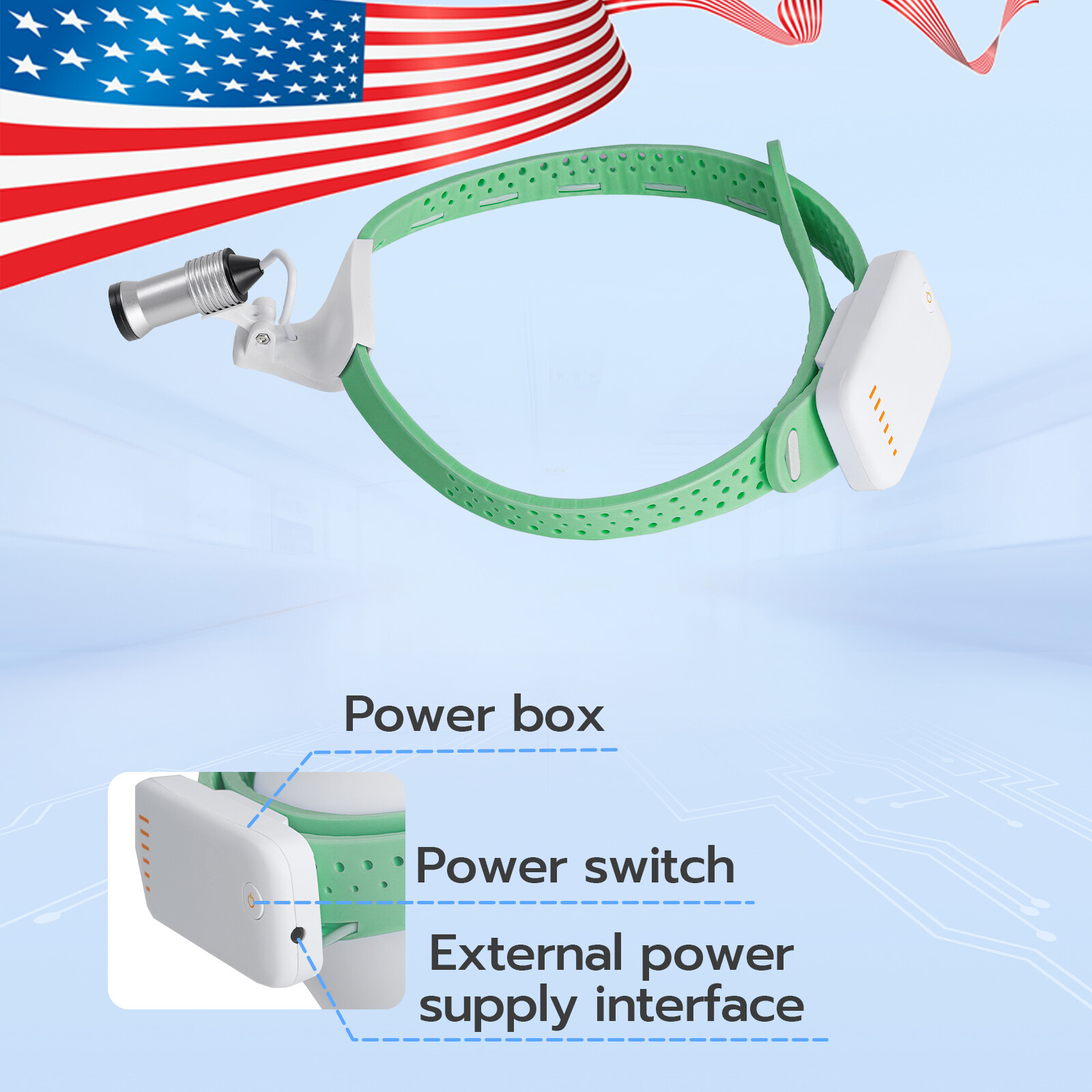 ETERFANT Dental Lightweight Silicone Headlamp Surgery Medical 5W LED Green
