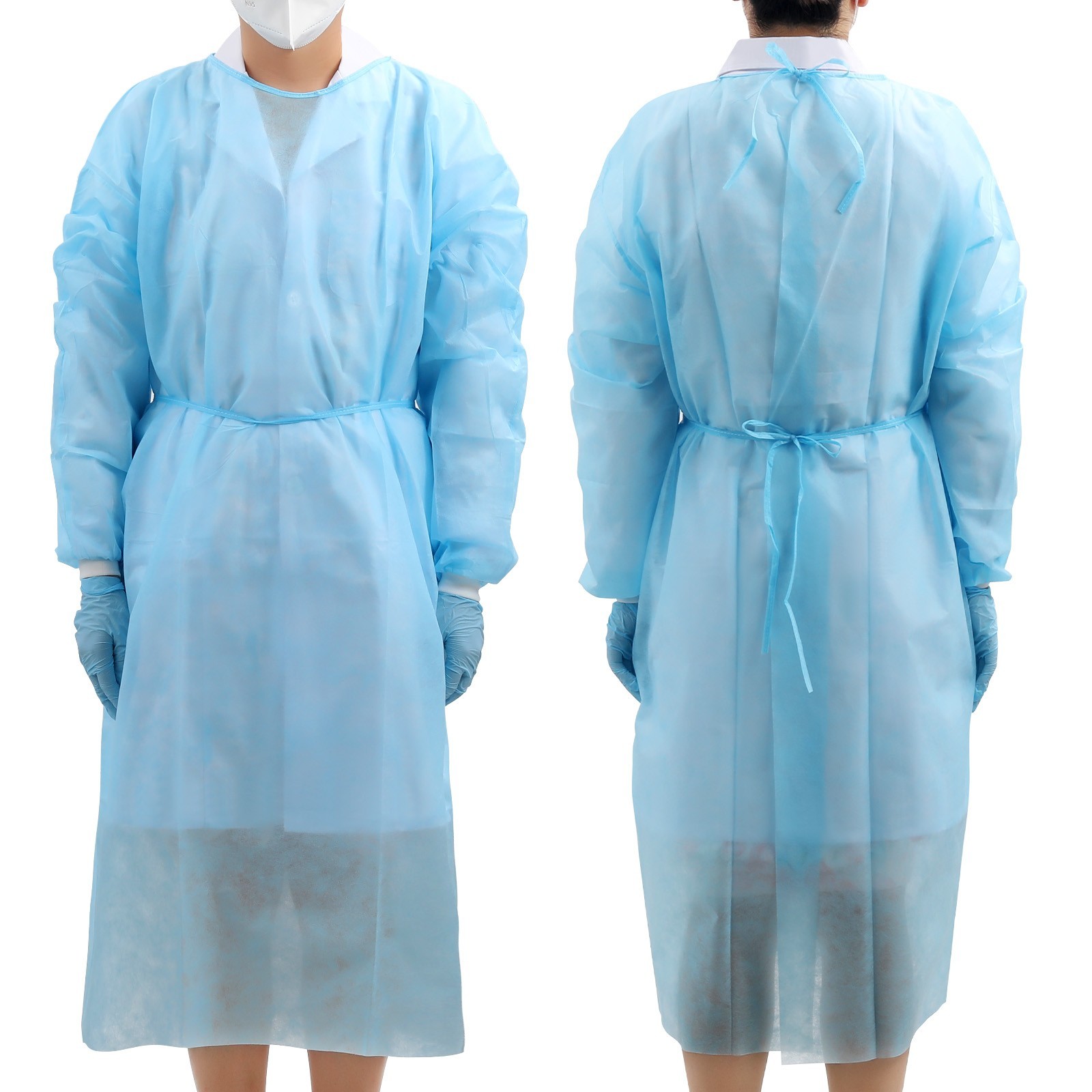 100Pcs/Case Dental Disposable PP Isolation Gowns Knitted Cuff Long Sleeve