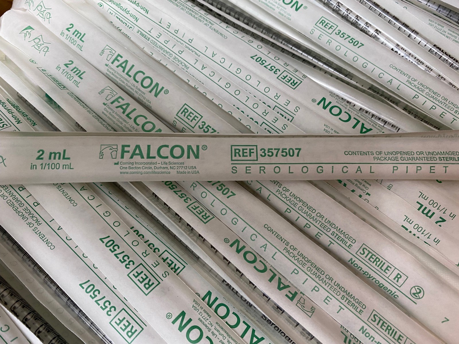 CORNING FALCON 2mL Disposable Serological Pipettes Plug PS 357507 (2600/cs)