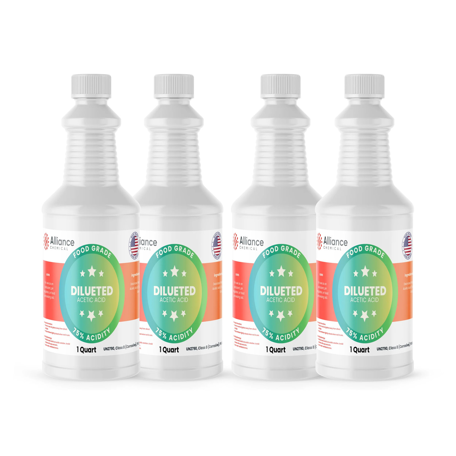 75% Diluted Acetic Acid Food Grade – 4 Quarts