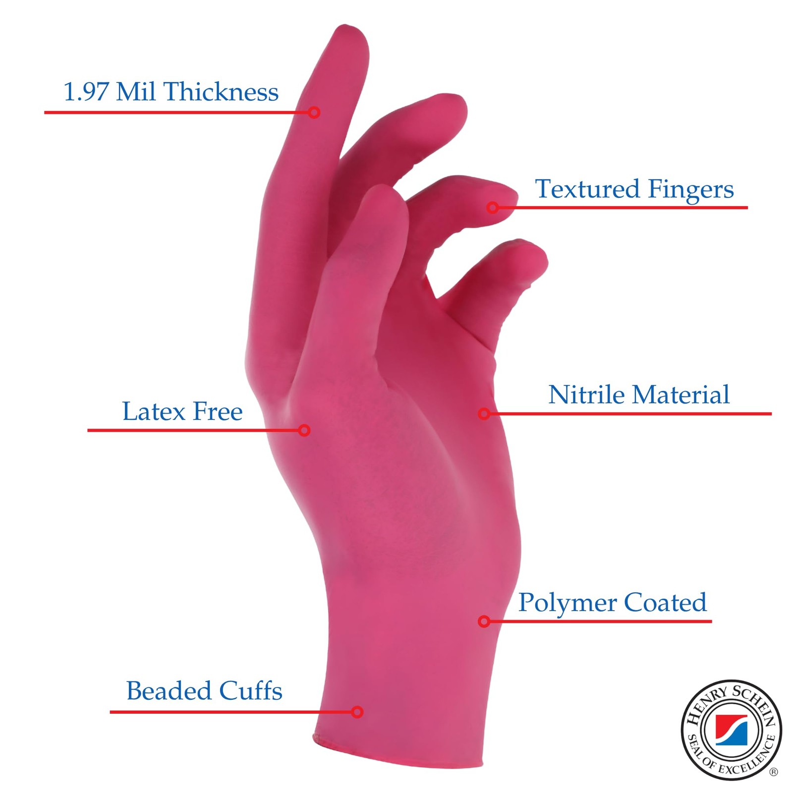 Criterion Nitrile Exam Gloves, Magenta Pink, 200/, Medium, Latex-, -, Soothin…