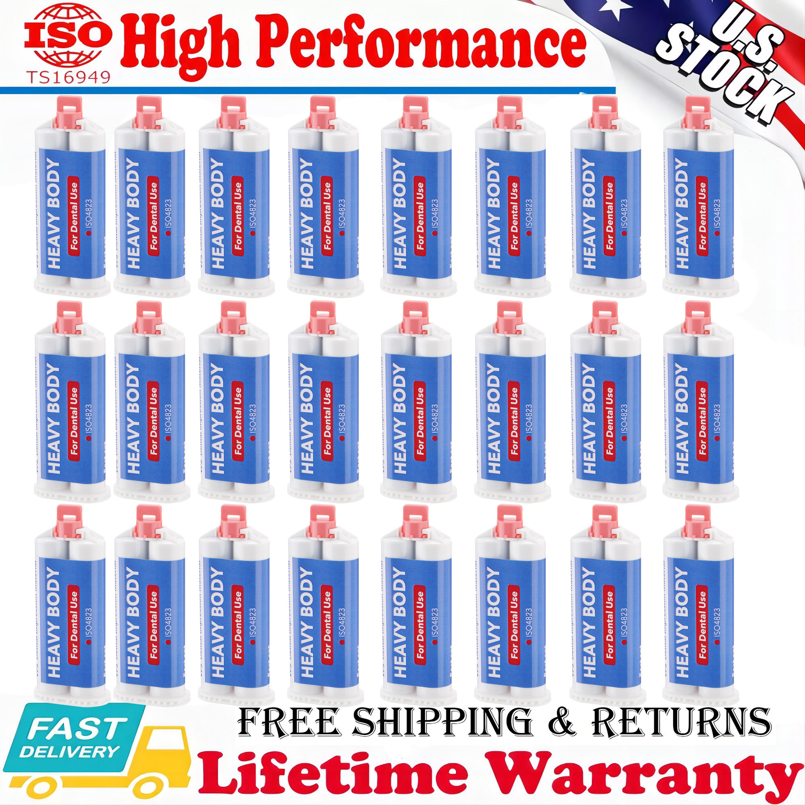 24Pcs Dental Heavy Body Fast Rapid Set Dental Impression Material 50mL VPS PVS