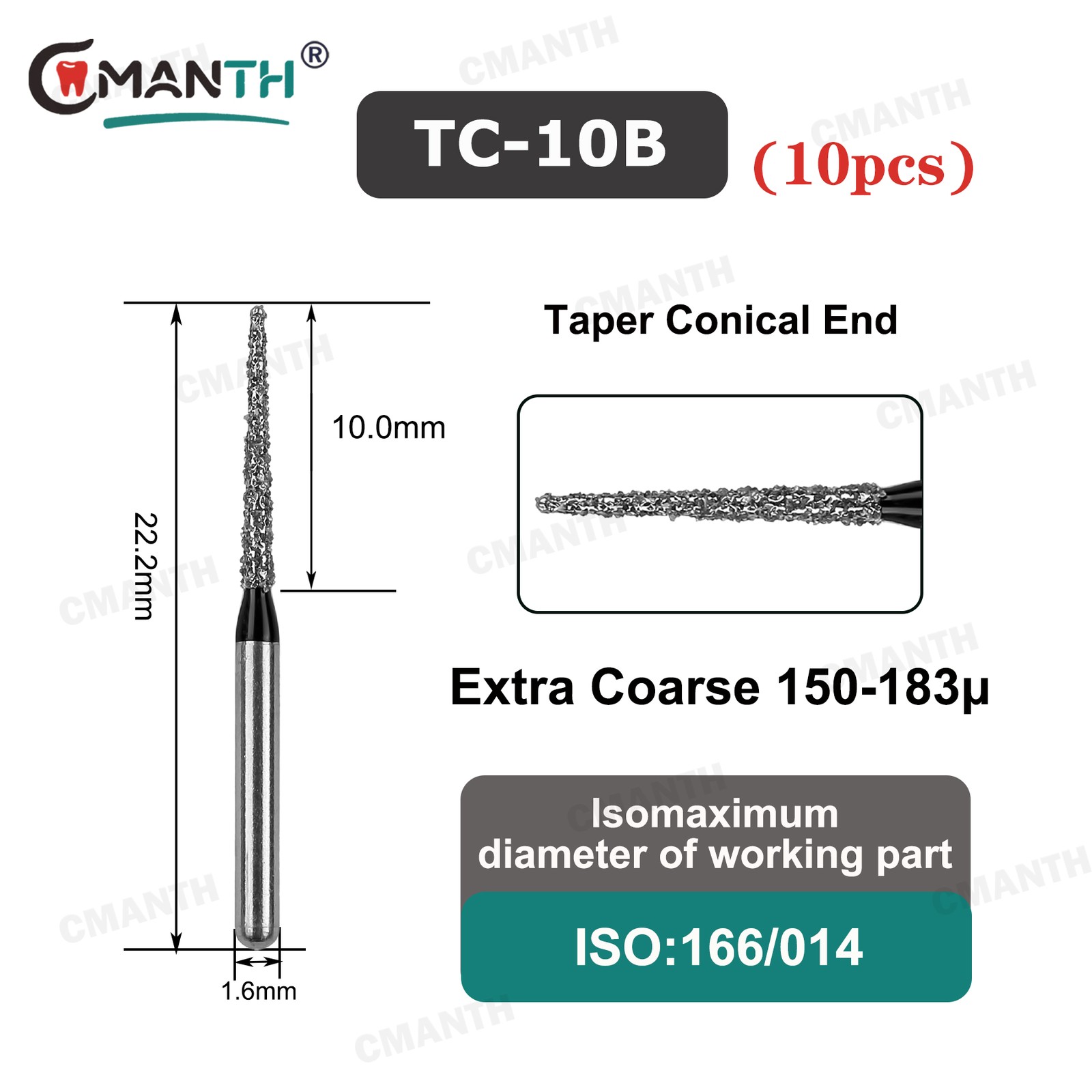 Dental Diamond Burs TC Taper Conical Friction Grip Polishing Tool High Speed Bur
