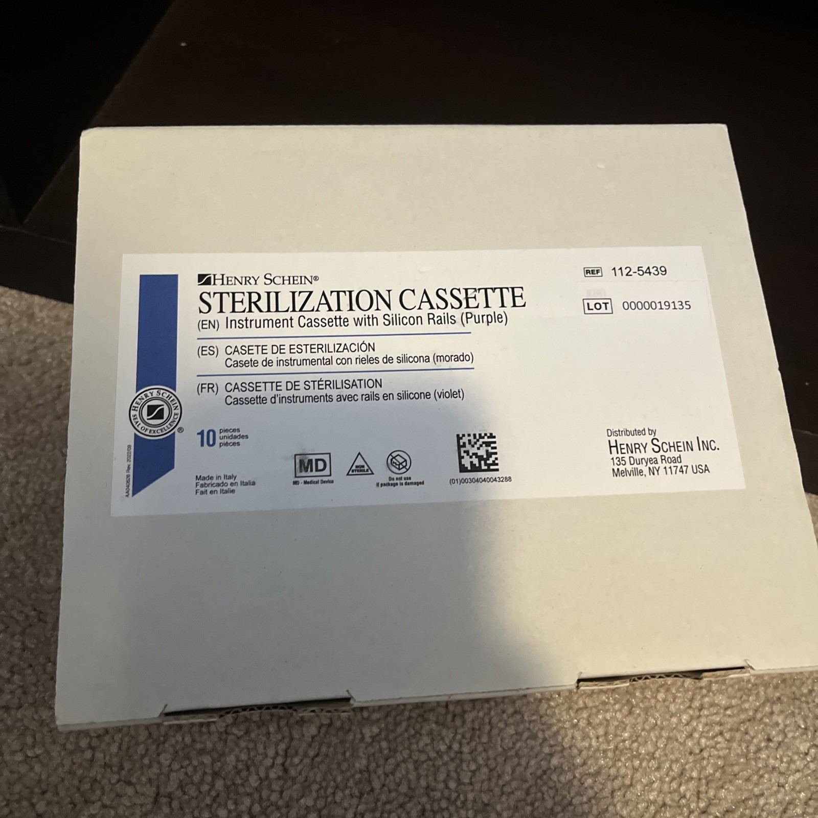 Dental Cassette Stainless steel 10 instrument silicone purple. New Henry Schein