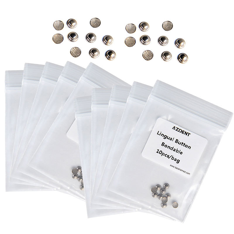 50 Packs AZDENT Dental Orthodontic Lingual Buttons Bondable Round Base 10pc/pack