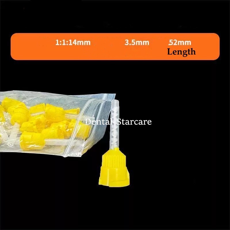 Dental Mixing Tips Impression HP Tips Yellow Short 5.0mm (1:1) 100Pcs/2 Bags USA