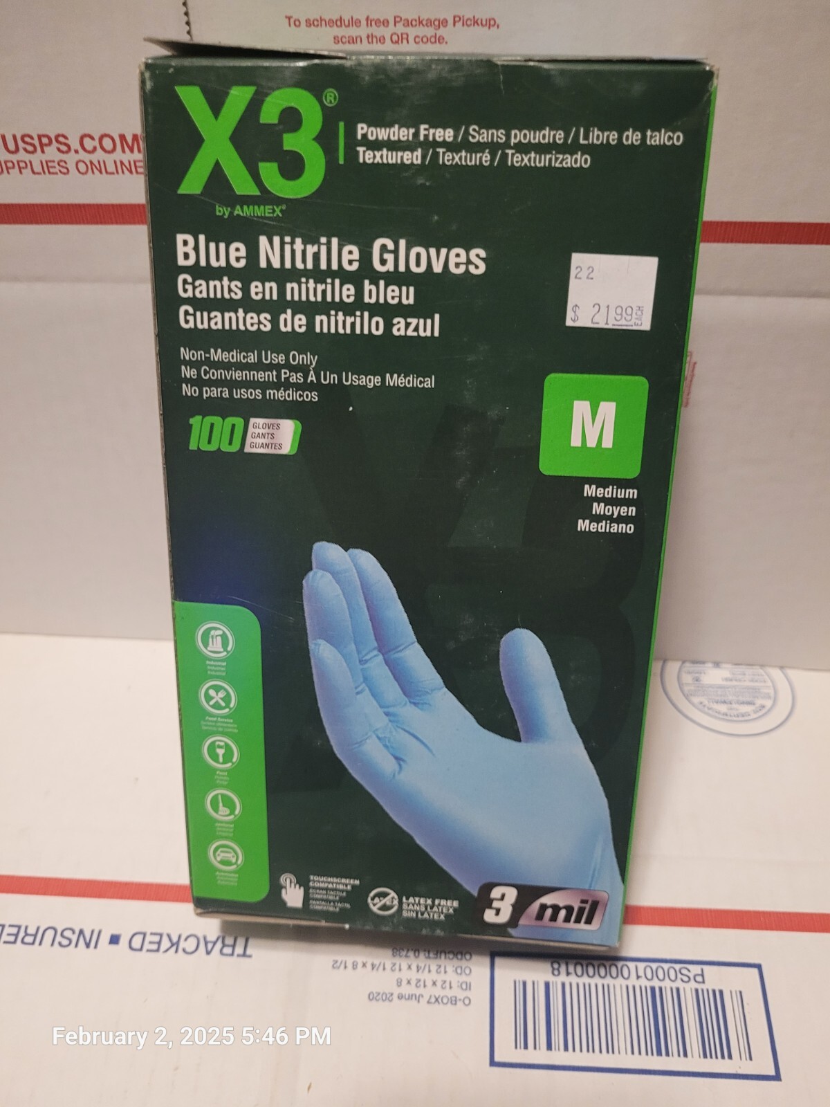 x3 blue nitrile gloves Medium 100 Pack