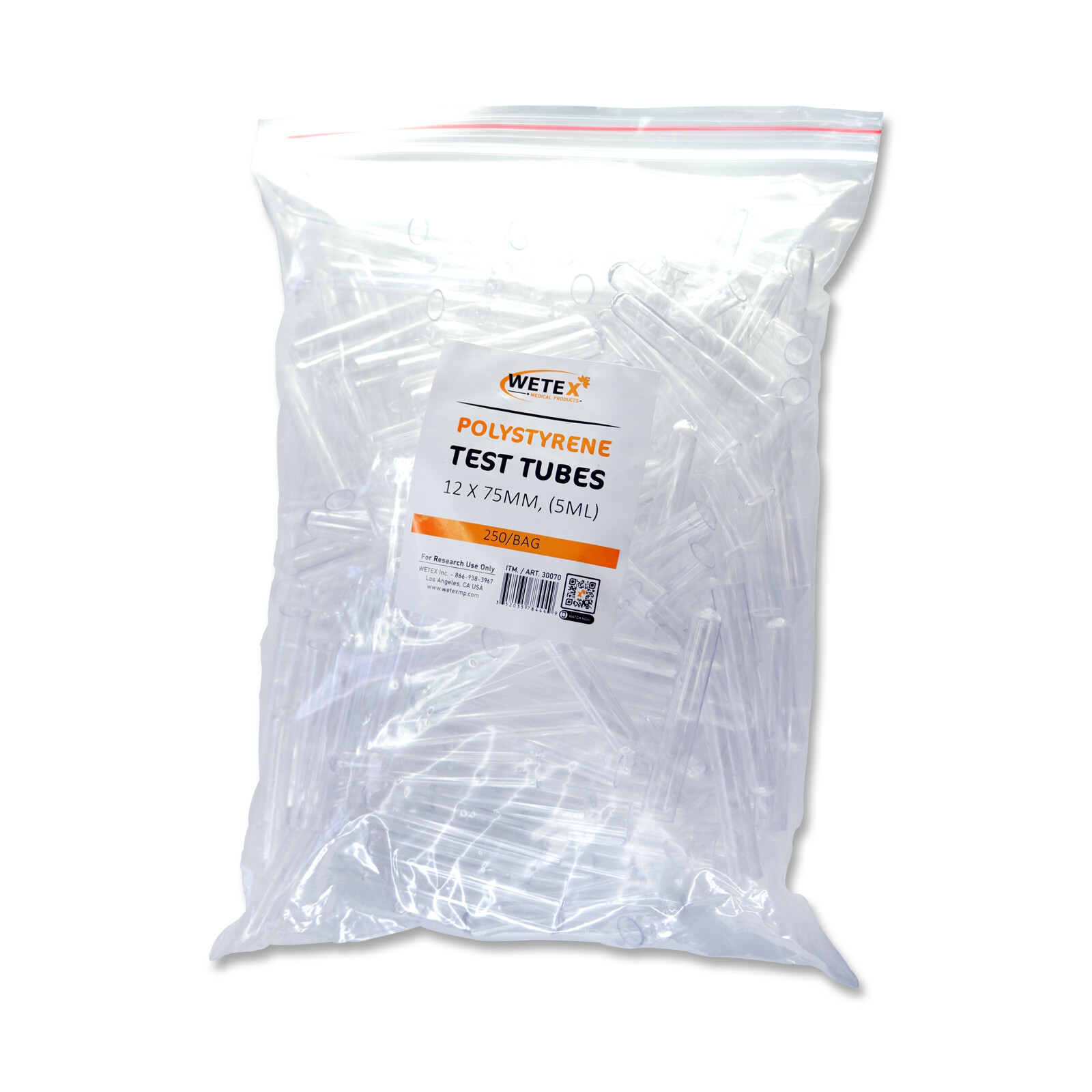 PRECISION IN CLEAR: 5ML POLYSTYRENE TEST TUBES RIMLESS, 12X75MM, EXP 07/2027