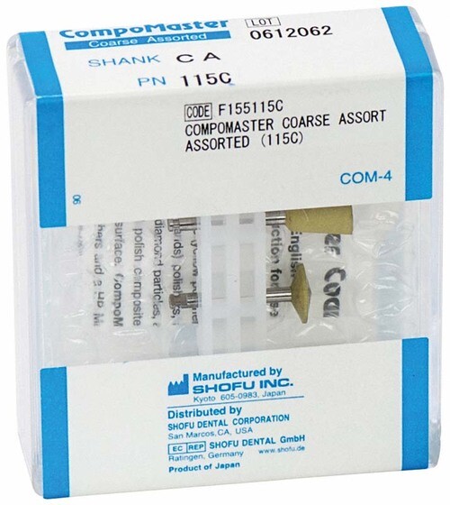 Dental Abrasives–4pc. Diamond CompoMaster COARSE Assorted Shape Shank CA Shofu