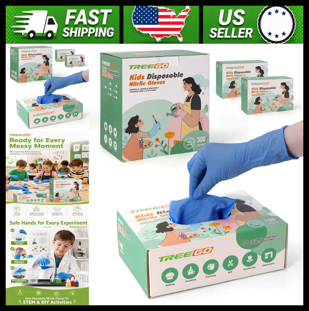 TREEGO Kids Disposable Gloves for Ages 5–8