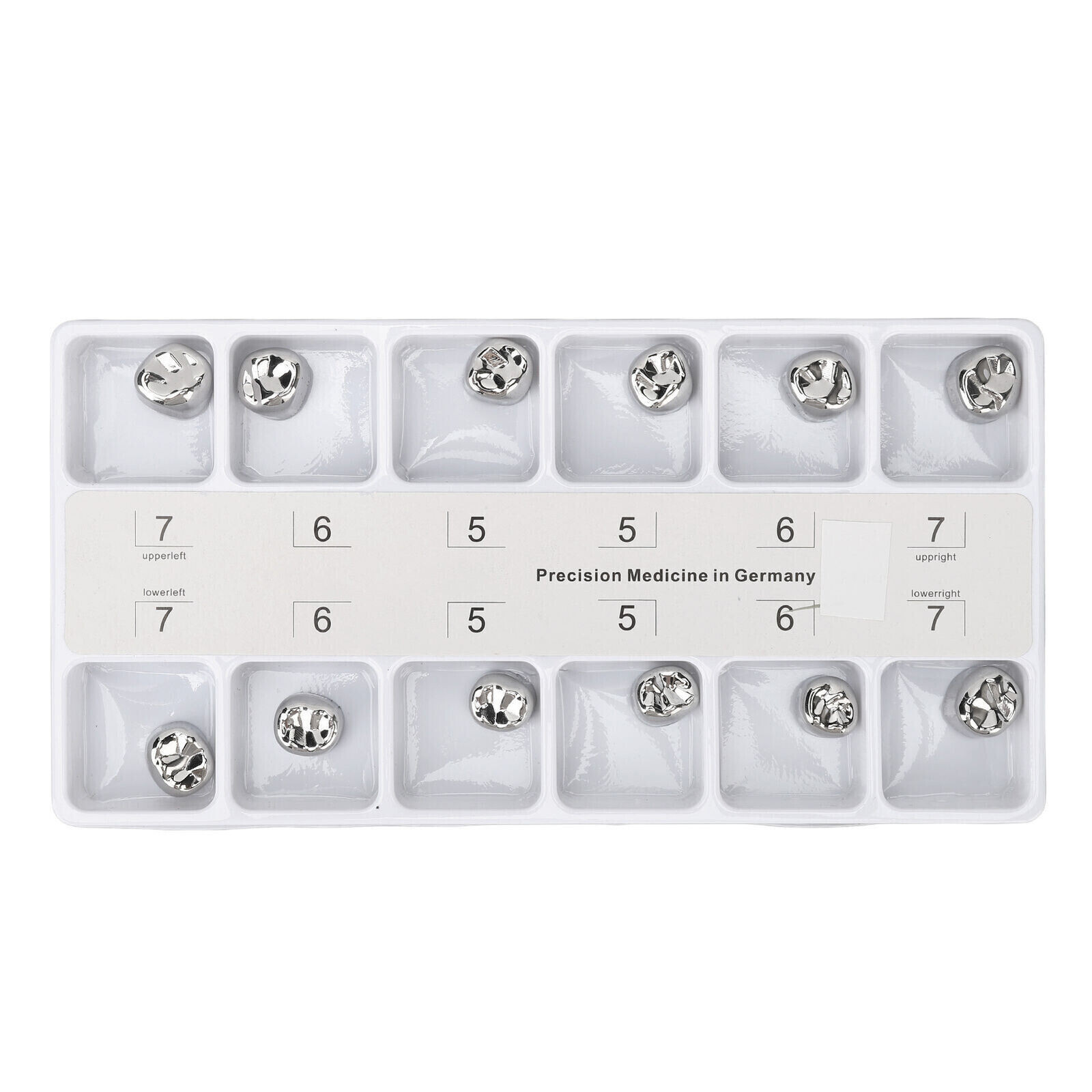 12 Pcs Dental Preformed Metal Crown Stainless Steel Primary Molar For Adult