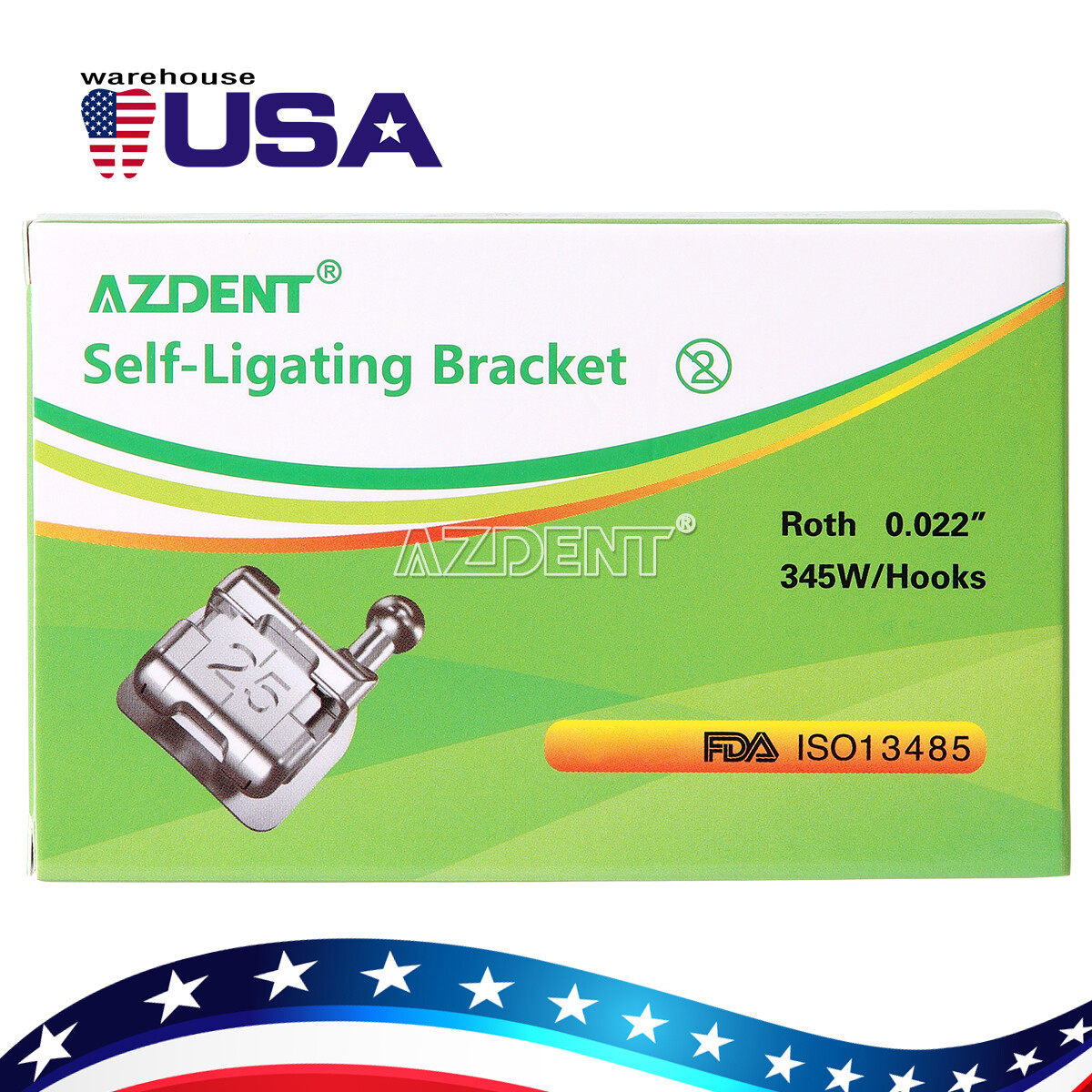 Dental Orthodontic Passive Self-ligating Brackets Braces Mini Roth.022 Hooks 345