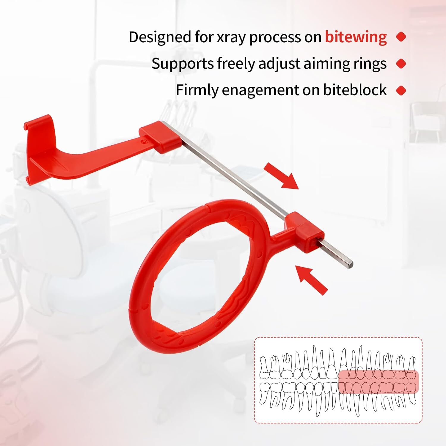 5x Dental Bitewing Indicator Arms X-Ray Sensor Holder BAI Style Red Color-Coded