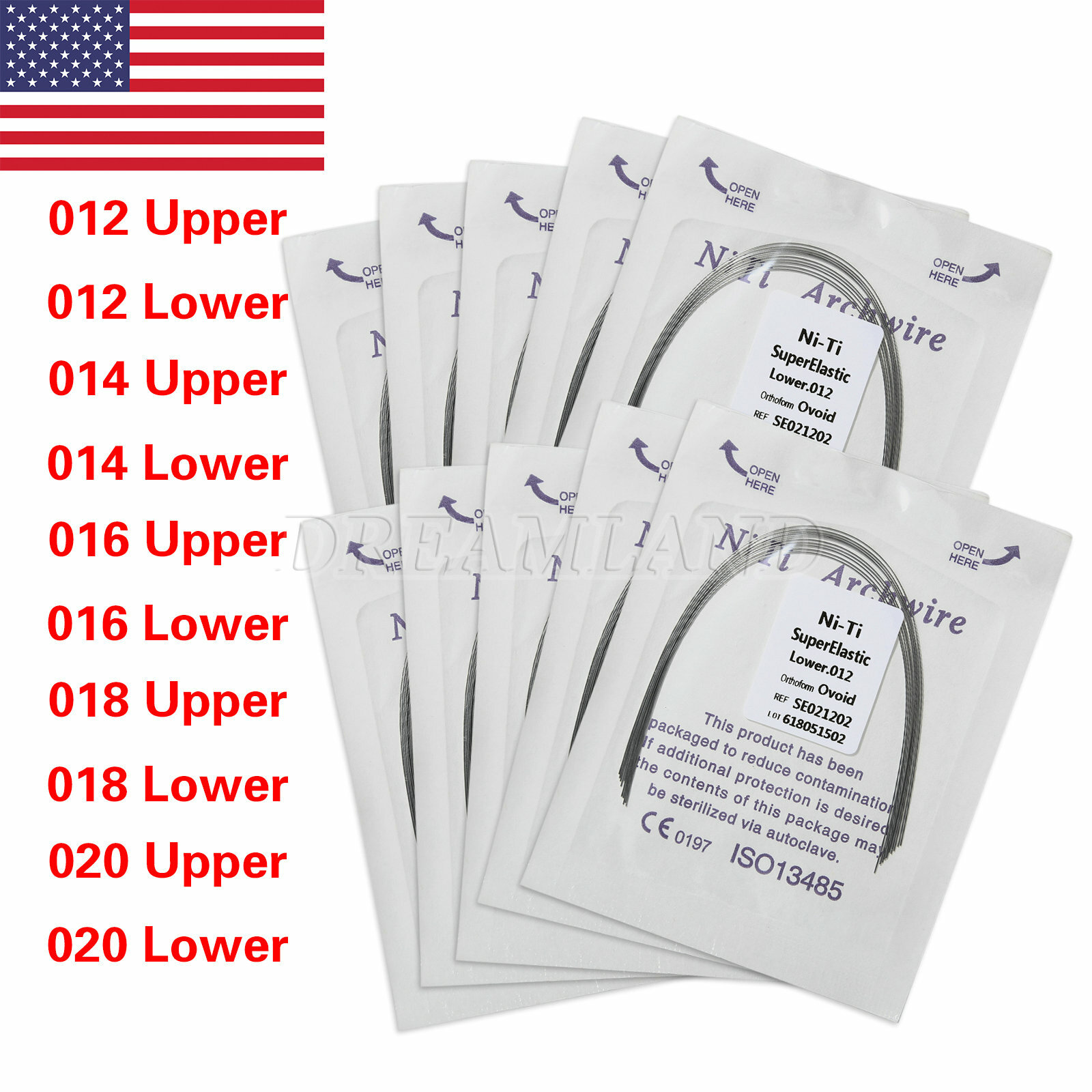 10 Bags Dental Ortho Super Elastic Niti Round Arch Wire Ovoid Form 10 Sizes