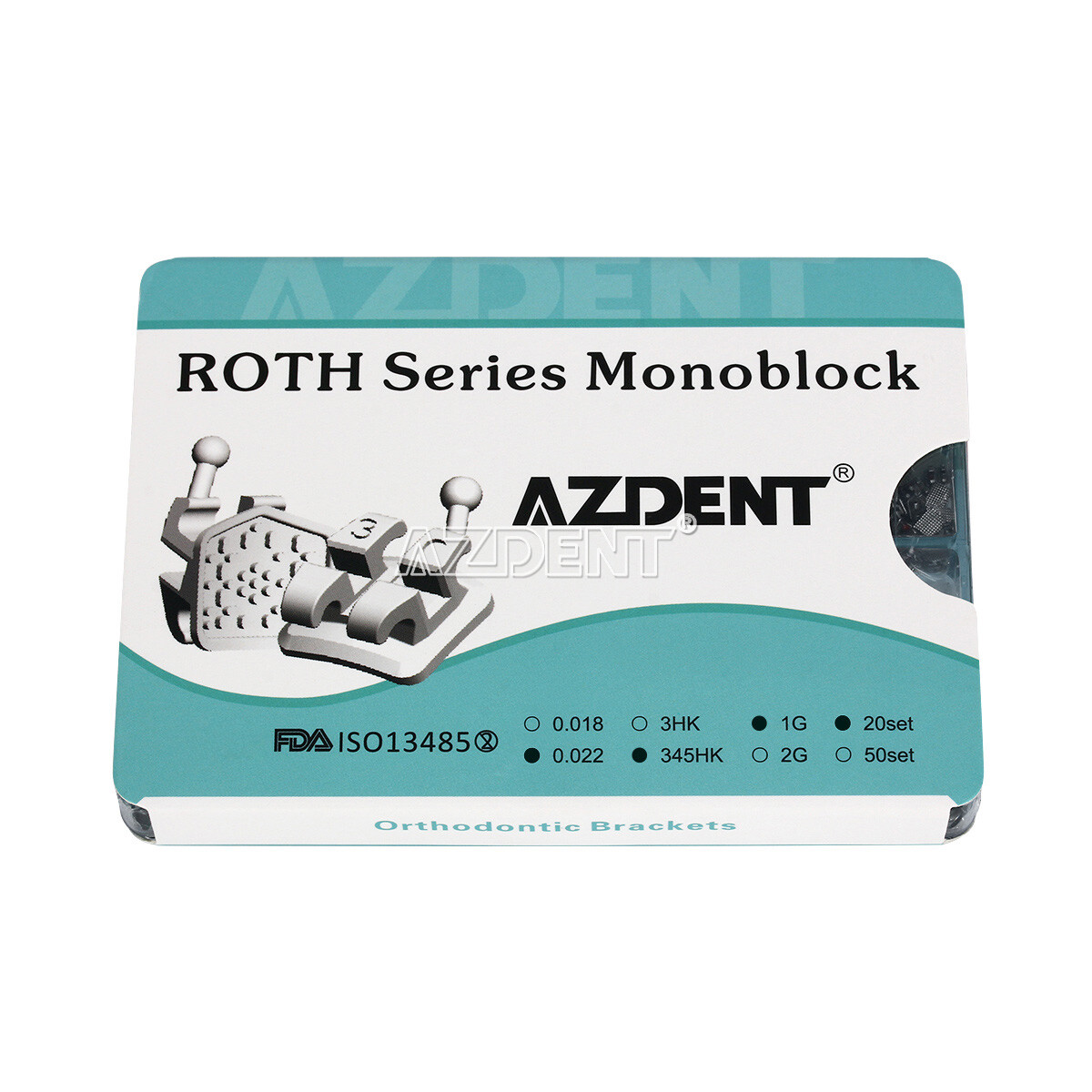 Dental Orthodontic Monoblock Bracket Braces Mini Roth 022 Hooks 3-4-5 AZDENT