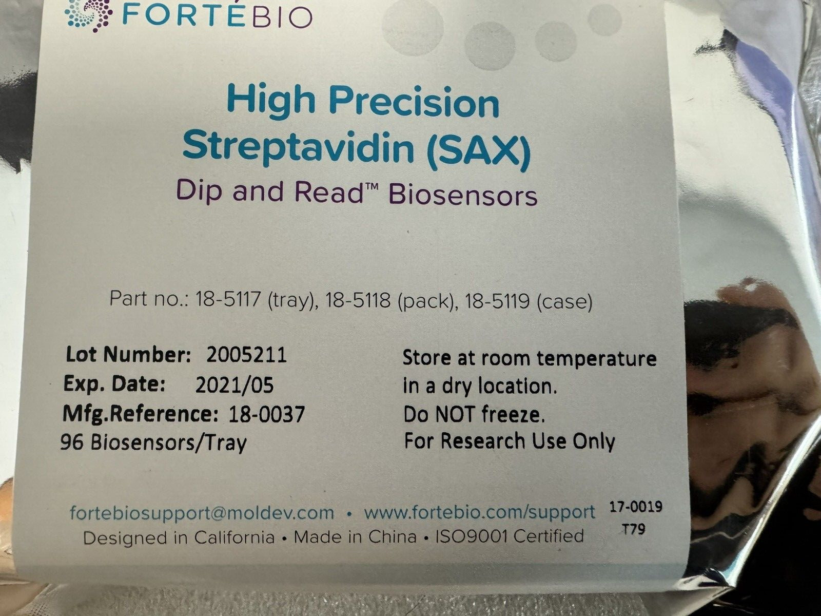 Sartorius ForteBio High Precision Streptavidin SAX Biosensor, Exp 21/05,18-5117