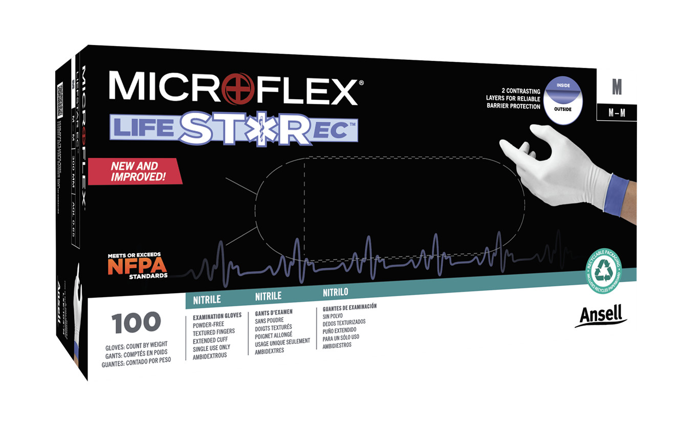 ANSELL MICROFLEX LIFESTAR EC PF NITRILE EXAM GLOVES, LARGE, 1 CASE, LSE-104-L