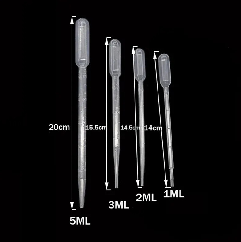 100pcs Disposable Plastic Pipettes 1ml/2ml/3ml/5ml Graduated Laboratory Droppers