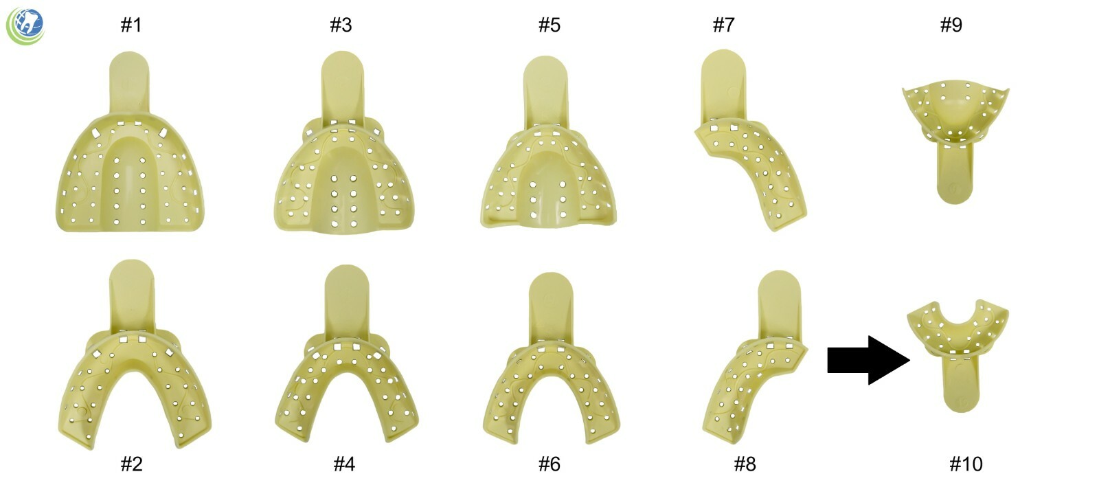 DENTAL PLASTIC AUTOCLAVABLE IMPRESSION TRAYS PEDIATRIC LOWER PL #10 12/BAG
