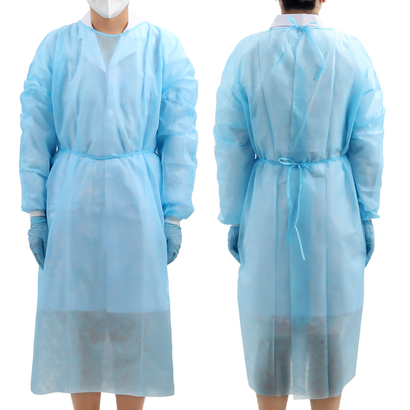 Disposable Lab Isolation Gowns PP Soft Medical Gowns with Knitted Elastic Cuffs