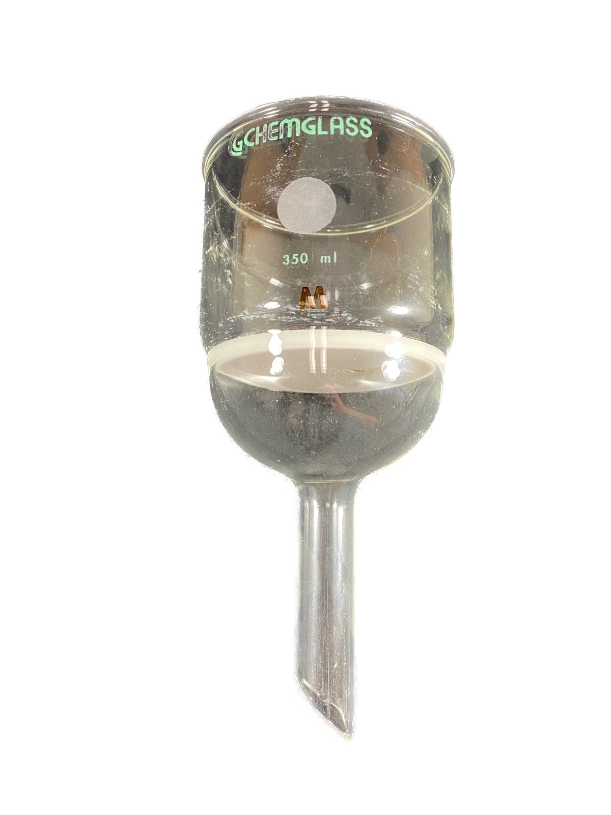 CHEMGLASS Glass 350mL M Frit Buchner Filter Funnel Chipped CG-1402-23