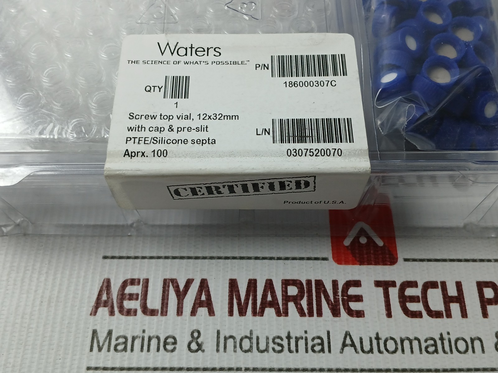 WATERS 186000307C Clear Glass Screw Neck Vial with Cap (1 Box = 100Pcs)