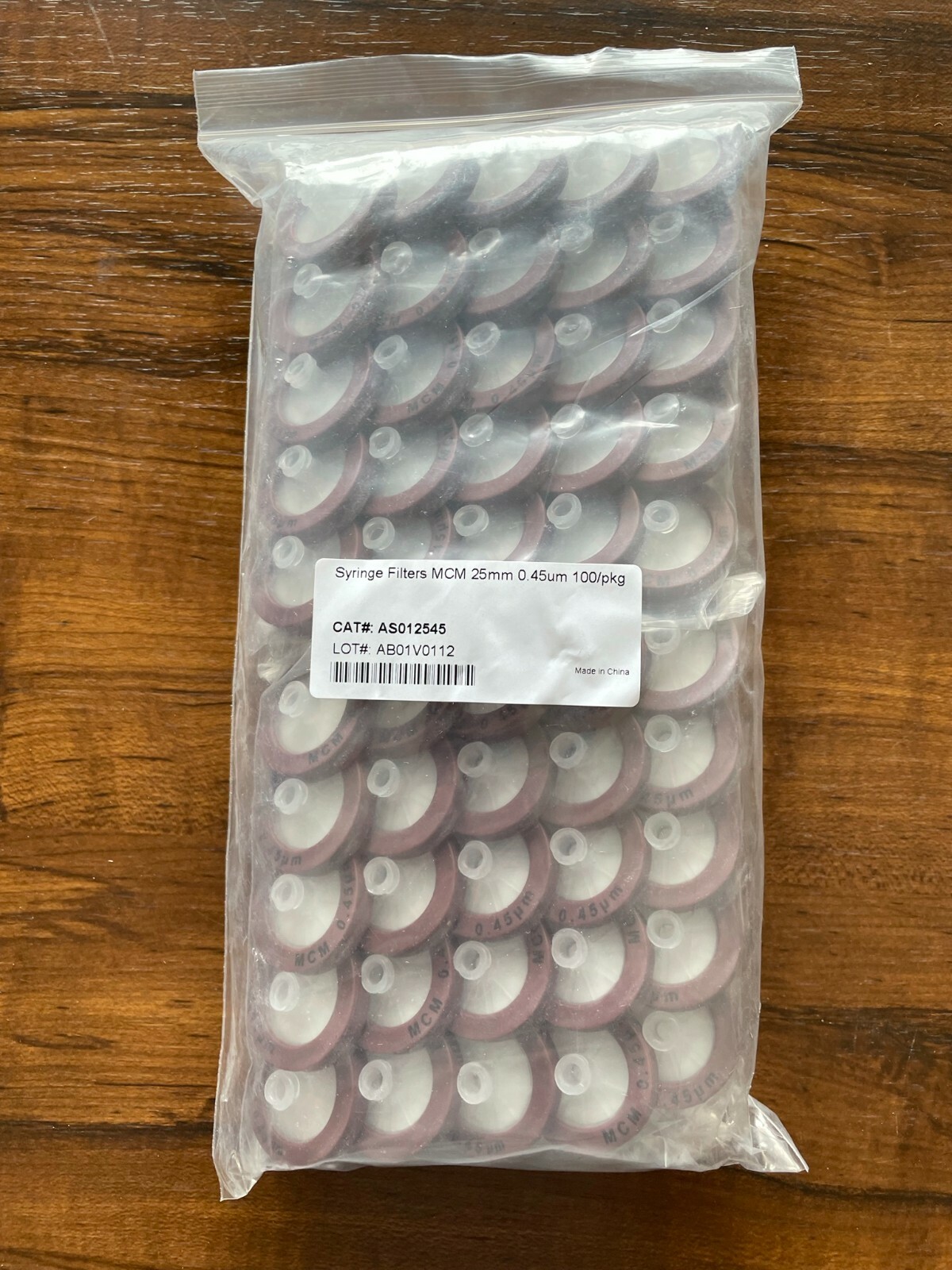 MCM Syringe Filter 25mm/0.45um, 100/PK. HPLC, AS012545