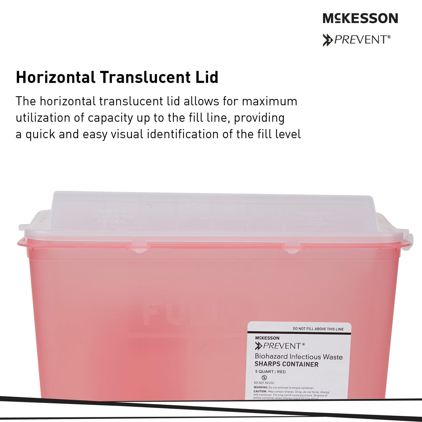 McKesson Prevent Sharps Container 5 Quart 10.75″Hx10.5″Wx4.75″D 2262 Box of 10