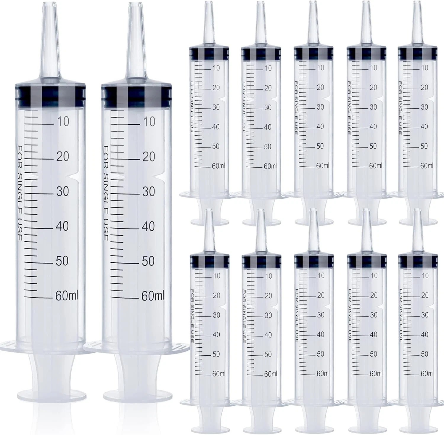 12 Pack 60ml Large Plastic Syringes Without Needle for Liquid Jello Injector