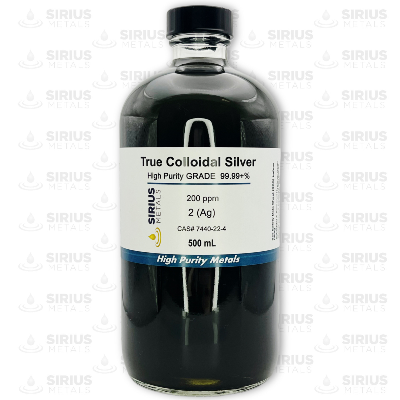 True Colloidal Silver – 200 ppm – 500 mL (16.9 Fl Oz) in Clear Glass Bottle