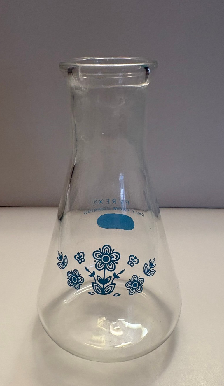 Pyrex Butterfly Gold Blue Flask