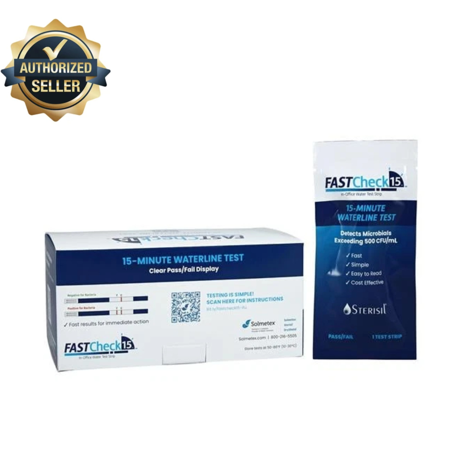 FASTCheck15 Dental Waterline Test Strips 15-Min In-Office Bacteria Test 6/Box