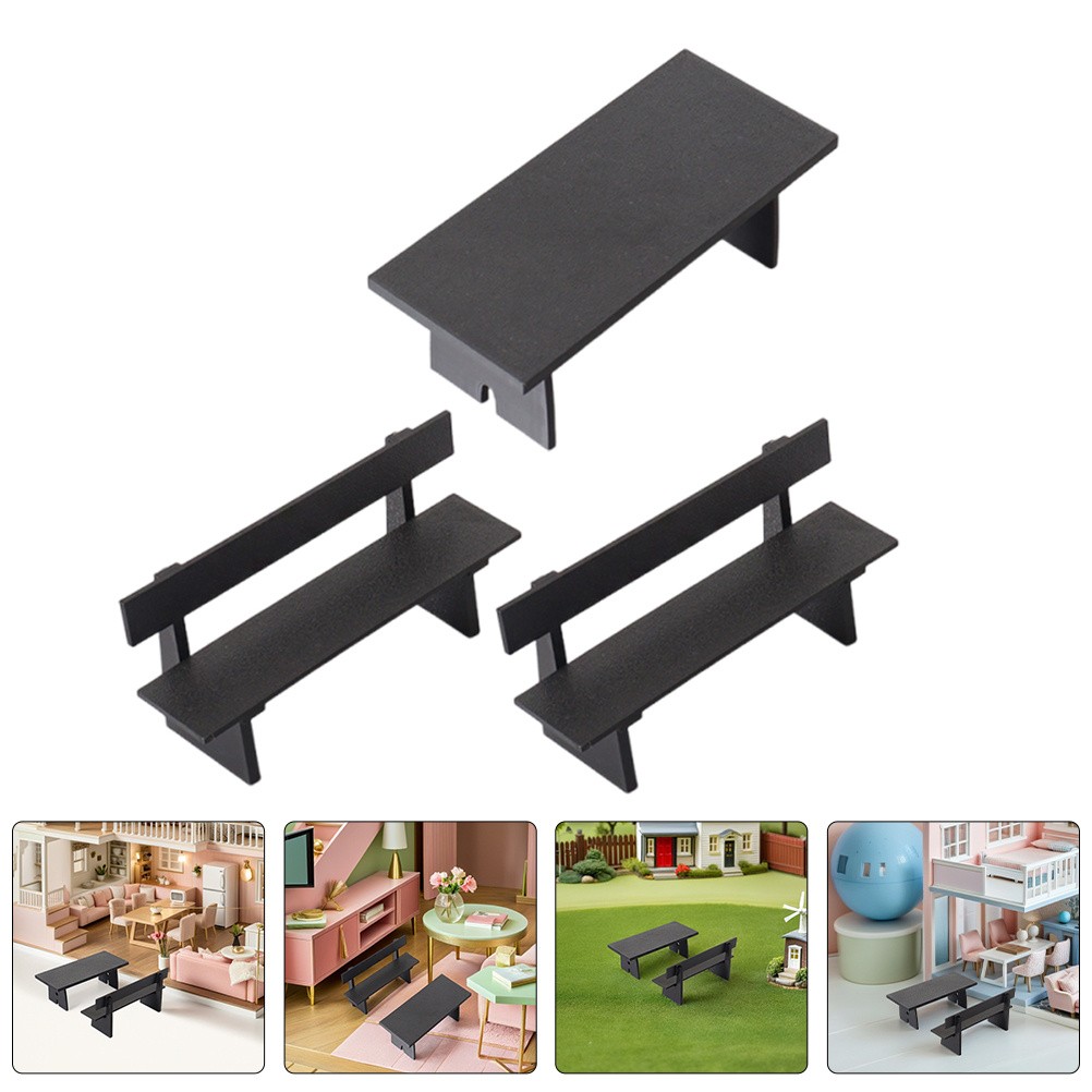 3 Pcs Garden Furniture Ornaments Miniature Park Bench Landscape Chair