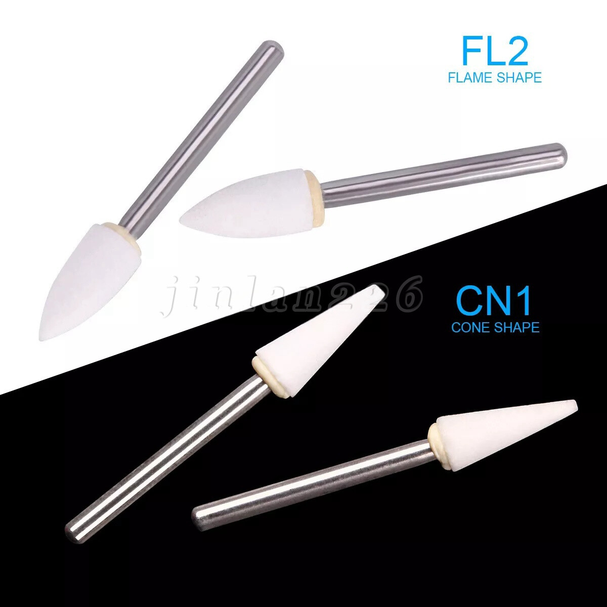 Dental White Stones Polishing FG burs Flame Cone shape Arkansas Stone 12pc/Box