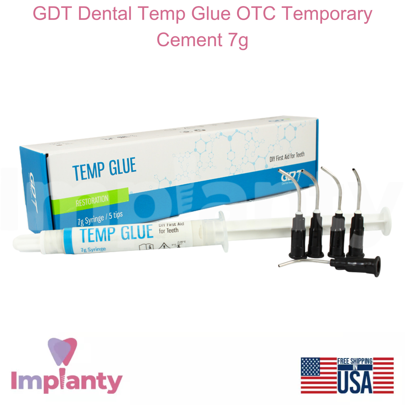 GDT Dental Temp Glue OTC Temporary Cement 7g Pre-Mixed Ready To Use