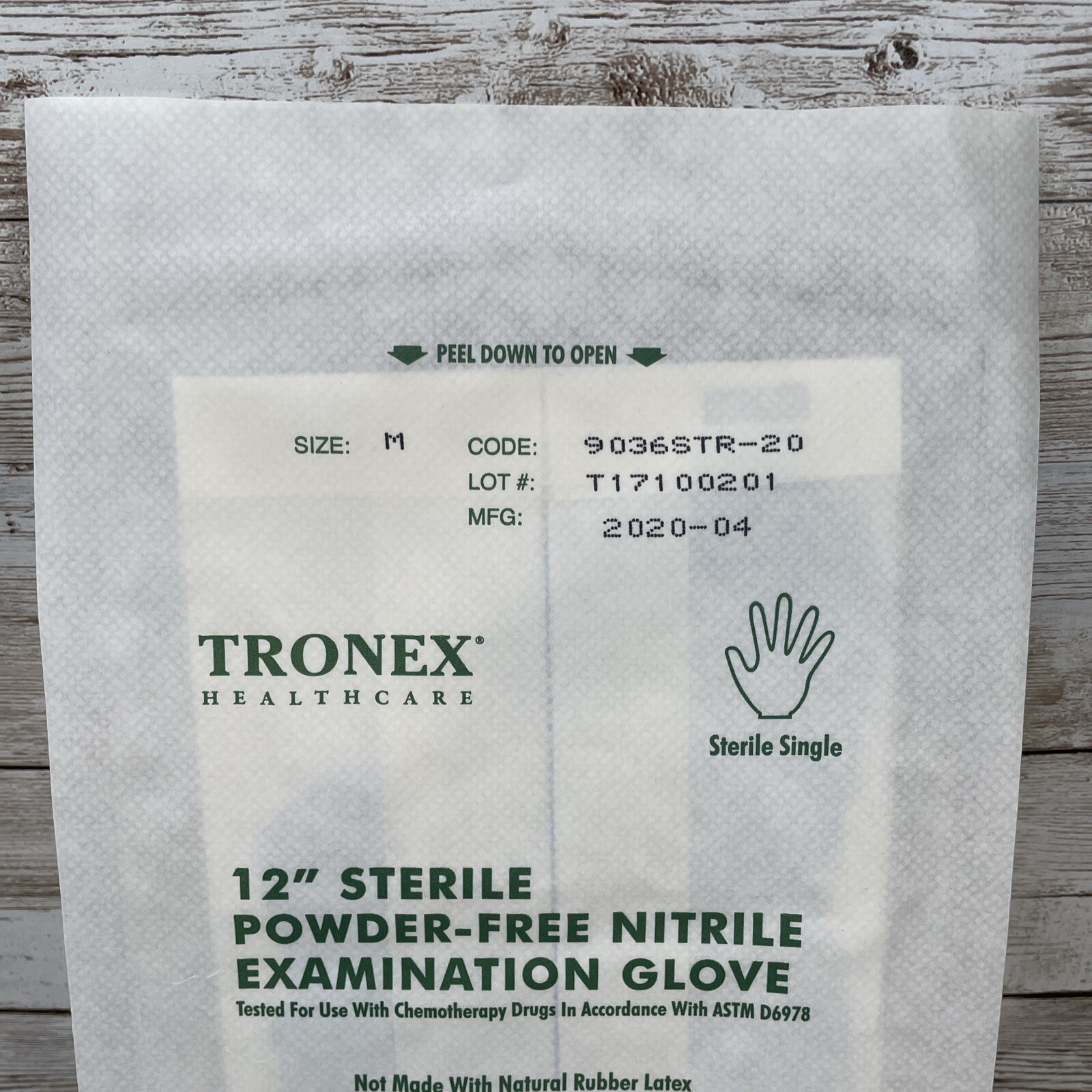 *50 single* TRONEX 12″ STERILE NITRILE EXAM GLOVES, Size Medium MFG: 04-20