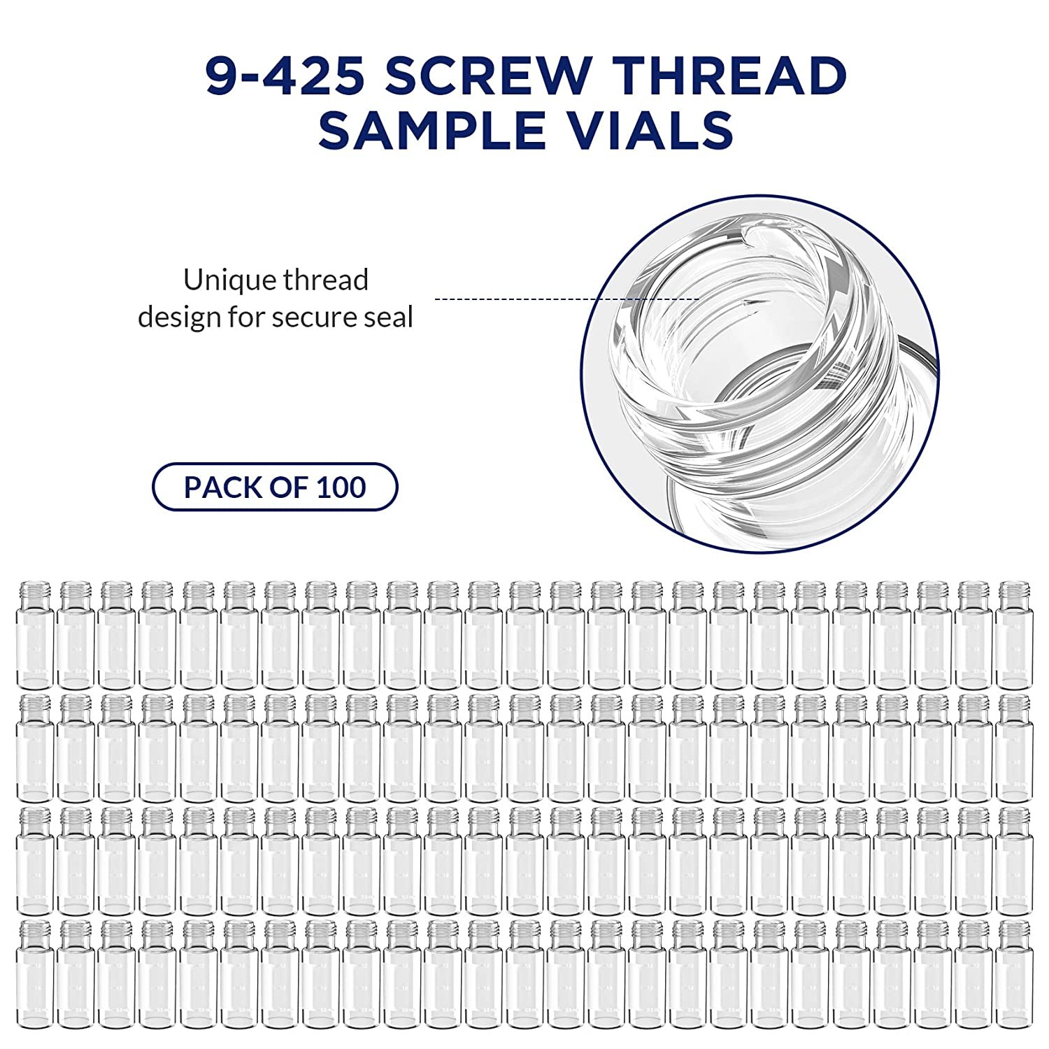 2ml HPLC Clear/Amber Glass Vials Write Patch 9-425 Screw Thread Top LAB GC