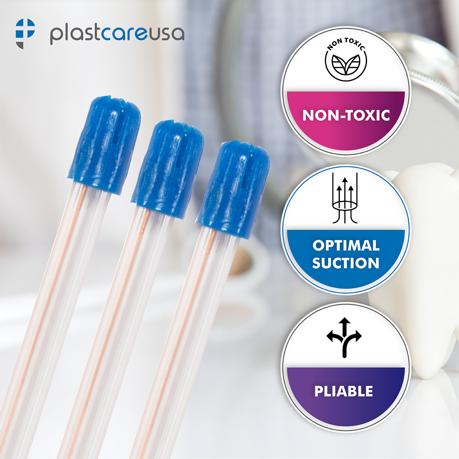 2000 (20 Bags) Saliva Ejectors Ejector CLEAR/BLUE Dental Suction Tips Disposable