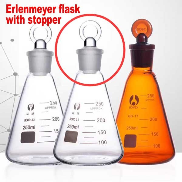 10ml-1000ml Erlenmeyer Iodimetric Flask with stopper Chemistry Lab Glassware