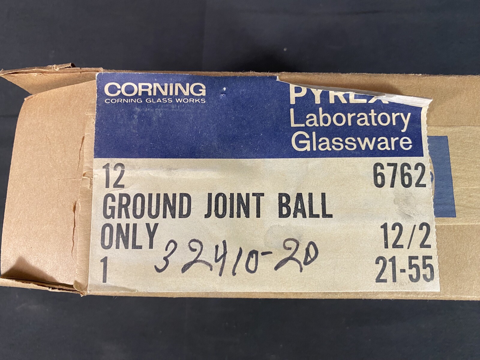PYREX 12/2 Ground Joint Corning Laboratory Glassware #6762 Ball Only (12/box)