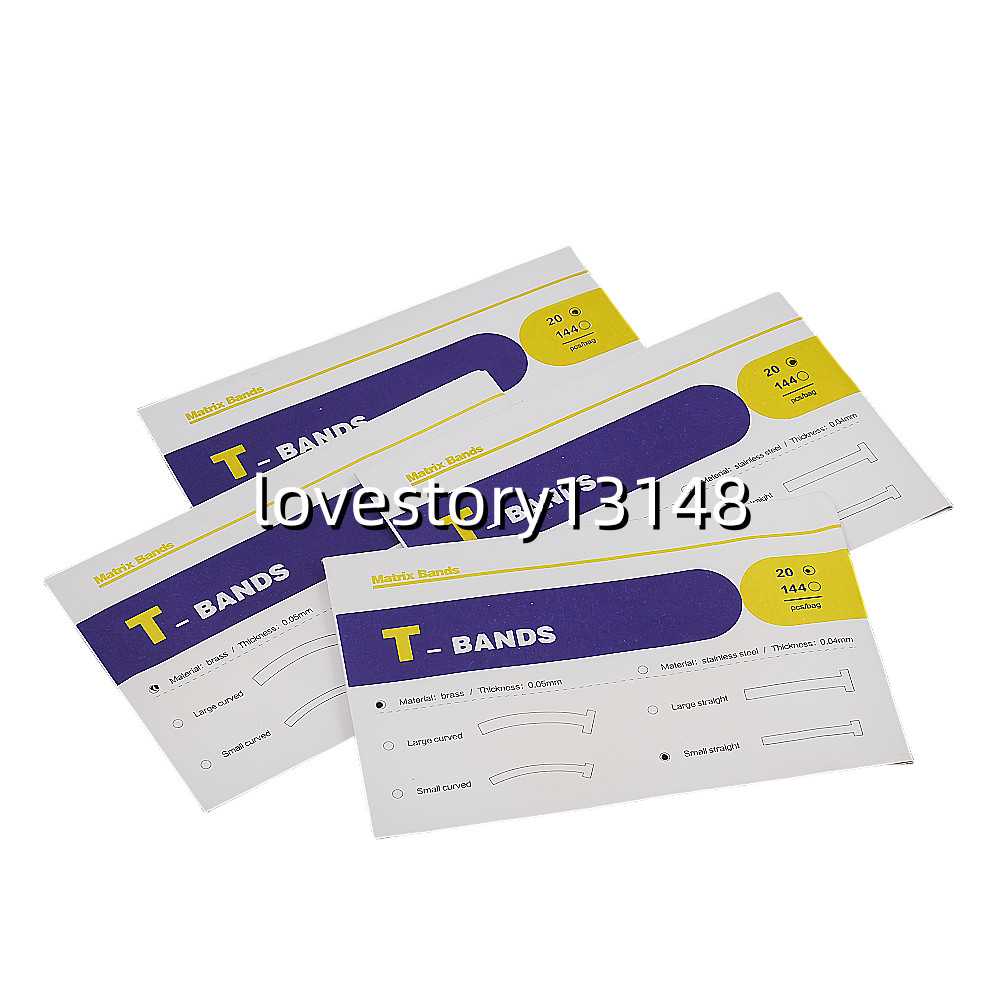 80 Pcs Dental Matrix Bands Brass Curved Straight T-Band Small/Large 4 Sizes